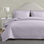Maple&Stone Quilt Set Oversized King Size, 128"x120" Lightweight Purple Bedspread Ultrasonic Chevron Pattern Light Coverlet for All Season Comforter Bedding Decor - 3 Piece Bed Cover Sets