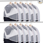 Patelai 16 Pcs 4" Gusseted Plastic Shoulder Covers for Hanging Clothes Coat Covers for Closet Clear Garment Breathable Bag for Jacket Clothing Coat Dress (Semi-transparent)