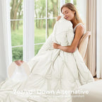 Sasttie Full Size Comforter Set, 7-Piece Bed in a Bag, Pintuck Bedding Set for All Season, Includes Comforter, Flat Sheet, Fitted Sheet, Pillowcases and Pillowshams, Ivory