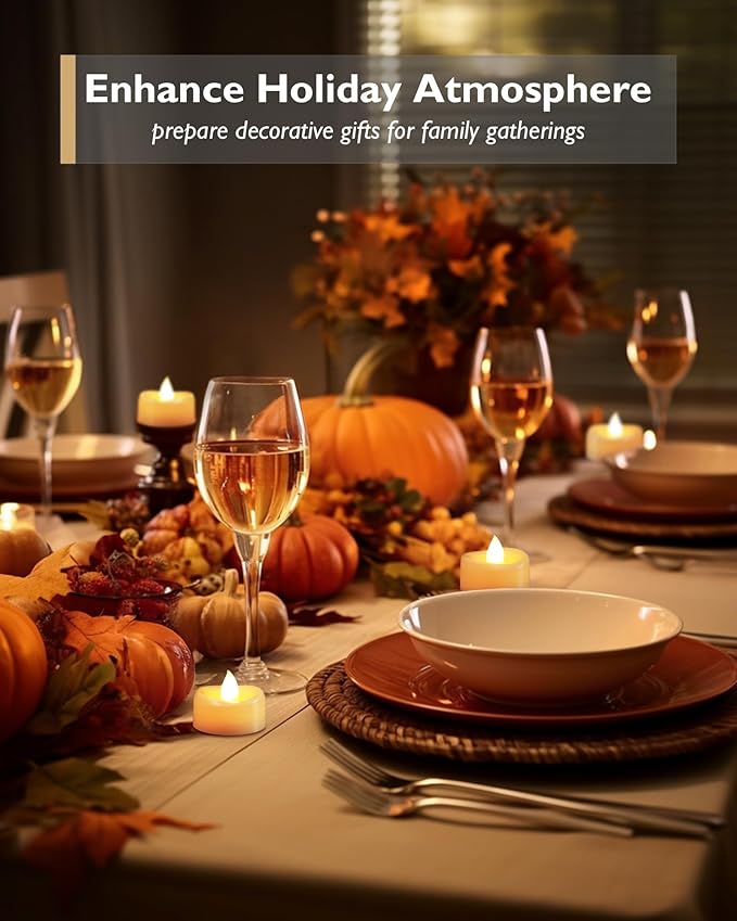 LED Candles, 12 Pack Tea Lights with Timer, Flameless Tea Lights Candle Battery Operated Fake Votives for Halloween Diwali Christmas, 6 H On and 18 H Off, D 1.5” x H 1.25”