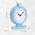 Mantel Clock, Classic Vintage Clocks and Decorative Shelf Decor, Silent Analog Desk Clocks with Light Vintage Metal Table Clock for Living Room Shelf Bedside Home Decor (Cornflower Blue)