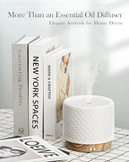 Essential Oil Diffuser, 280ml Ceramic Diffusers for Large Room, Ultrasonic Aromatherapy Diffuser with Cool Mist Humidifier, Quiet and Intelligent Oil Diffusers for Home,Office,Yoga,Bathroom