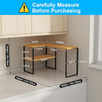 Golener Countertop Organizer Corner Shelf, 2-Tier Adjustable Stackable Corner Shelves for Kitchen, Spice Rack, Coffee Area, Over Sink, Bathroom, Dresser Table, Corner Counter Shelf Stand, Bamboo
