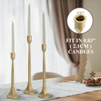 Cast Iron Tall Antique Brass Candlestick Holders Set of 3, Bronze Vintage Gold Tall Taper Candle Holders, Candle Sticks Holders Decor for Home Decor, Mantle, Table-11.8"+13.8"+15.4"(Gold)