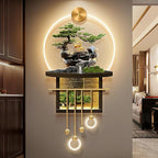 3D Wall Sculptures Hanging with Led Light, Welcoming Pine Wall Decor Art, 3D Wall Sculpture Painting Decoration, Living Room Corridor Decorative Landscape Painting Wall Hanging Art with Led Light(A,47