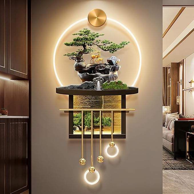 3D Wall Sculptures Hanging with Led Light, Welcoming Pine Wall Decor Art, 3D Wall Sculpture Painting Decoration, Living Room Corridor Decorative Landscape Painting Wall Hanging Art with Led Light(A,47