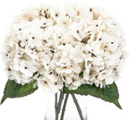 Kimura's Cabin 6pcs Fake White Flowers Artificial Silk Hydrangea Flowers Bouquets Faux Hydrangea Stems for Home Table Centerpieces Wedding Party Decoration(Lvory White)