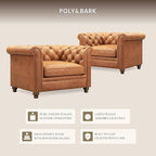 Poly & BARK Lyon Leather Lounge Chairs 49" - Set of 2 - Cognac Tan Full-Grain Leather – Modern Upholstered Accent Chairs for Living Room or Bedroom – Indoor Lounge Seating with Lasting Comfort