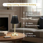 2-Pack Rechargeable Cordless Table Lamps, 3CCT & Stepless Dimming, LED Wireless Lamp with Touch Control for Bedside Nightstand, Dining Table, Outdoor Patio Use, 4.5" W x 11.5" H (Black)