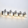 5-Light Black Bathroom Light Fixtures Over Mirror Modern Vanity Lights Crystal Wall Sconce Vintage Bathroom Lighting with Crystal Shade E26 Base for Bedroom, Living Room, Hallway