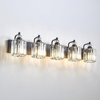 5-Light Black Bathroom Light Fixtures Over Mirror Modern Vanity Lights Crystal Wall Sconce Vintage Bathroom Lighting with Crystal Shade E26 Base for Bedroom, Living Room, Hallway