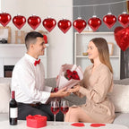 Civaner 12 Pcs Large Valentine's Day Heart Shaped Ornaments Outdoor, Glitter Heart Shaped Baubles with Pre-Strung Wire, Romantic Home Hanging Decorations for Valentine Tree (Red)