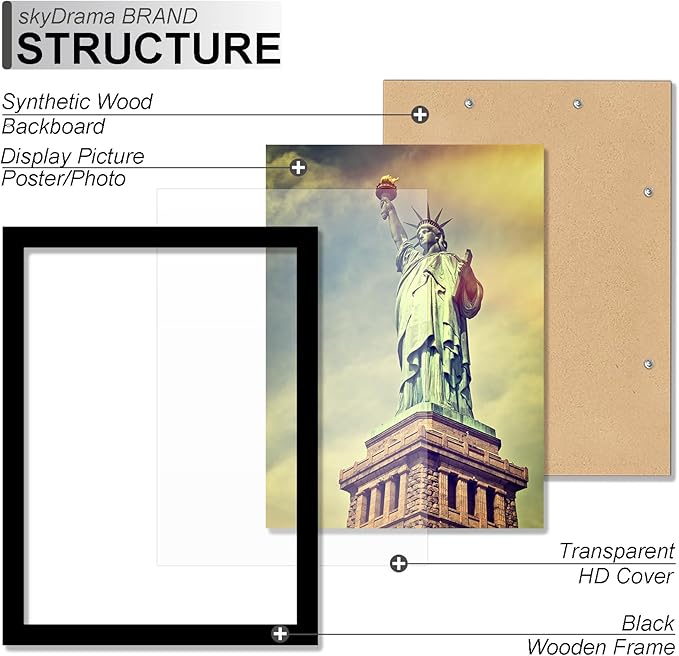 100% Solid Wood 12x17 Picture Frame Set of 2, Black Frame for 12 x 17 Inch Picture Poster Photo, Light Weight 12 by 17 HQ Matte Black Frame for Wall - 2 Pack/Black/12 x17
