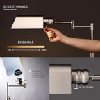 O’Bright Arcadia - Pharmacy Floor Lamp, Full Range Dimming, Swing Arm Task Lamp, E26 Socket, Bulb Replaceable, Adjustable Height 47” to 55”, 360° Rotatable Shade, All-Metal Design, Brushed Nickel