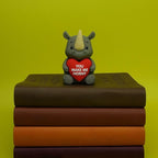 Sweethearts Figurine – Miniature Home Accent, Small Tabletop Ornament for Shelf, Desk, or Living Room Décor – Rhino