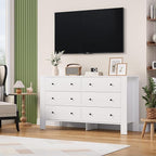 GarveeHome White 6 Drawer Dresser for Bedroom, Modern Wide Dresser Organizer with Storage Drawers, Wooden Chests of Drawers for Bedroom, Entryway, Hallway, Home Office