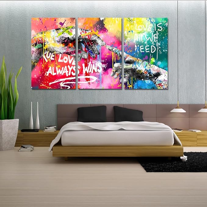Novatique Banksy Canvas Wall Art Abstract Graffiti Wall Decor Colorful Graffiti Art Print Modern Painting Teenager Street Art Pictures for Living Room Bedroom Office,24”x 36”x3Pcs