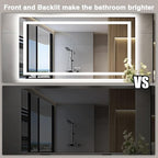 60"x30" Large LED Bathroom Vanity Mirror with Front Light and Backlit, Anti-Fog Illuminated Bathroom Mirror, Stepless Dimmable LED Mirror, 3 Colors Smart Mirror (Horizontal/Vertical)