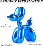 Blue Balloon Dog, Animal & Modern Sculpture, Preppy & Office Gold Decor, Small Figurines