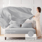 MUXHOMO 7 Pieces Full Comforter Set, Seersucker Bed in a Bag Full Size, All Season Luxury Bedding Set with Comforter, Flat Sheet, Fitted Sheet, Pillowcases & Shams, Light Grey