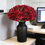Kimura's Cabin 6Pcs Burgundy Fake Hydrangea Flowers Artificial Silk Hydrangeas Flowers with Stems Hydrangea Bouquets for Home Wedding Baby Shower Birthday Party Decoration （Dark Red）