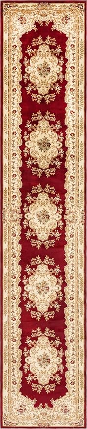 Rugs.com Chateau Collection Rug – 3' x 16' 5 Runner Red Medium Rug Perfect for Hallways, Entryways