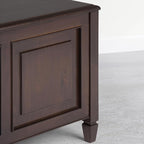 SIMPLIHOME Connaught Entryway Storage Bench - 51 inch Wide Solid Wood Storage Trunk Seat in Dark Kona Brown, Traditional Bench for Entryway or Living Room with Lift-Up Lid and Decorative Moulding
