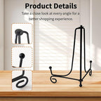 Iron Plate Stands for Display,Foldable Book Holder & Easel Stand for Sign, Versatile Poster Stand and Small Plate Stand for Home Decor, Art, Photo Frame, Card, Crystal Display (Black, 6 inch (4Pcs))
