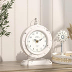 Vintage Table Clock, Desk and Shelf Mantel Clock, Antiques London Style White Decor Clocks, for Farmhouse, Living Room, Bedroom, Bedside, Gift (8.8" H x 6.3" W)