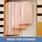 43" Suit Bags for Closet Storage and Travel, Pink Garment Bags for Hanging Clothes, Women’s Suit Cover Bags with Clear Window for Coats, Jackets, Shirts(2 Pack)