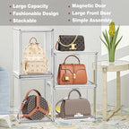 5 Pcs Super Large Acrylic Display Case Purse Handbag Storage Organizer for Closet Clear Stackable Bag Storage Boxes for Books, Boots, Collectibles, Cosmetic