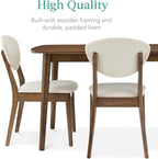 Best Choice Products 5-Piece Dining Set, Compact Mid-Century Modern Table & Chair Set for Home, Apartment w/ 4 Chairs, Padded Seats & Backrests, Wooden Frame - Walnut/Cream