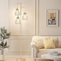 Dimmable Floor Lamps for Living Room, Industrial Tree Standing Tall Lamps with 3 Elegant Cage Shade & 650 Lumens LED Bulbs for Bedroom Office - Light Gold