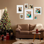 Egofine 11x14 Picture Frames Set of 4, Made of Solid Wood Covered by Plexiglass 5x7 and 8x10 with Mat or 11x14 without Mat, for Table Top Display and Wall Mounting Photo Frame Beige