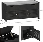 ChooChoo 41.3" Shoe Storage Bench with Lift Top Storage, Entryway Bench with Cushioned Seat, Adjustable Shelf, Shoe Cabinet with Hidden Space, for Entryway, Bedroom, Living Room, Black