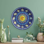 Ceramic Plates, Astrology Decorative Ceramic Plates, Horoscope Circle Sun Birth Zodiac Constellation, 7 Inch, Household Plates Decorative, Yellow Orange Dark Blue