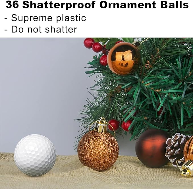 Bronze 1.6" Small Christmas Balls Christmas Tree Decoration Ornaments Shatterproof Hanging Balls for Xmas Tree Holiday Wreath Garland Decor Set of 36pcs Brown Christmas Ornaments