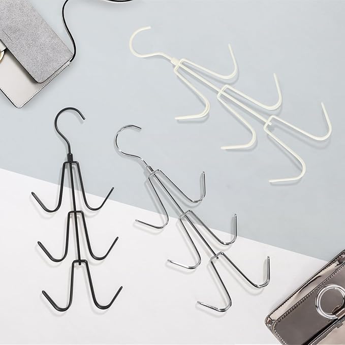 TOPIA HANGER Purse Hanger Organizer for Closet, 2-Pack Handbag Organizer Hanger, 360°Swivel Metal Purse Hooks, Bag Rack, Belt Organizer, Tie Rack, Scarf Hanger, Bag Storage Organizer, Ivory White