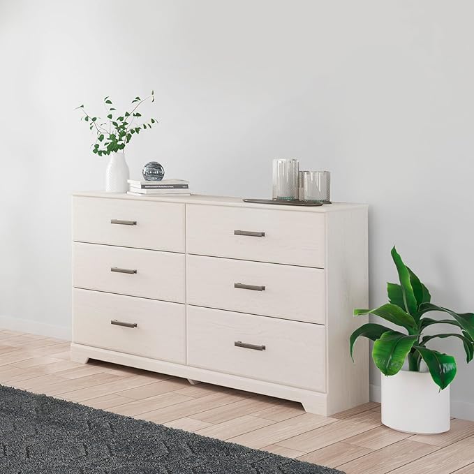 Signature Design by Ashley Stelsie Modern Scandinavian 6 Drawer Dresser, Whitewash