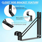 8 Pack Heavy Duty Closet Shelf & Rod Brackets 11 x 11 Inch, 300lbs Closet Shelf Bracket with Rod Holder for Home and Closet Decor, Wall Mount Closet Pole Support Bracket with Screws, Black