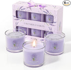 Lavender Candle, Scented Candles Gift Set for Stress Relief, 6 Votive Candles for Women and Men, Birthday Candle Gifts for Women, Christmas Candles for Women (Purple, 14 oz)