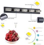 LED Wall Black Vanity Lights for Bathroom Light Fixtures 30W Adjust 3 Colors Modern Bath Lighing Over Mirror Acrylic Heads LED Vanity Light (5-Light,34inch)