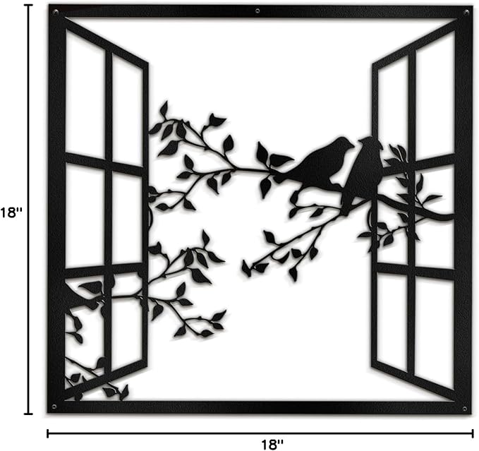 SIGNLEADER Metal Wall Art Decor Bird Silhouette on Branch Modern Abstract Wall Sculpture Hangings Home Decoration for Living Room, Bedroom, Bathroom, Kitchen, Outdoor - 18" Black