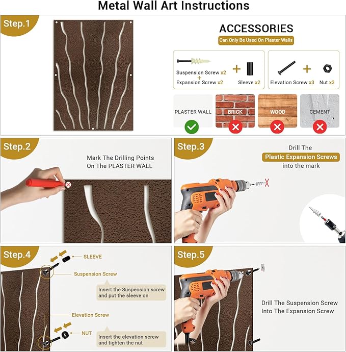 SIGNLEADER Metal Wall Art Decor Abstract Circle Shapes Minimalist Modern Abstract Wall Sculpture Hangings Home Decoration for Living Room, Bedroom, Bathroom, Kitchen, Outdoor - 30" Bronze
