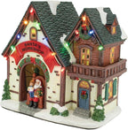 Santa's Workshop Porcelain Christmas Village with LED Lights
