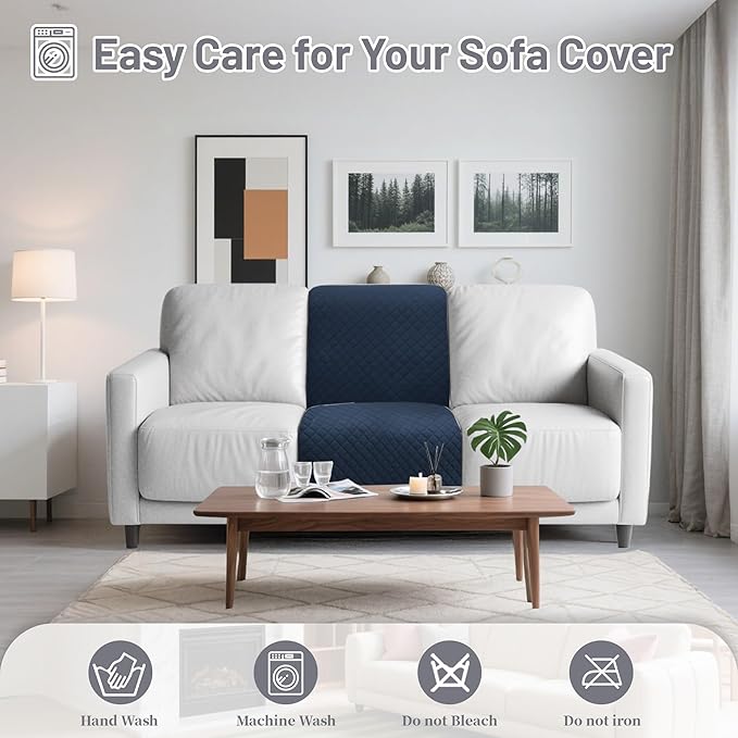 Recliner Sofa Covers 100% Waterproof Velvet L Shape Recliner Couch Covers for Sofa Pets Washable Anti Slip 1 Additional Couch Cover for Reclining Couch (Additional Seat, Navy Blue)
