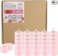Rose Scented Candle Tealight Candles in Clear Cup, 8 Hours Consistent Smkless Clean Burning, Great for Valentine's Day Holiday, Wedding, Spa, Emergency and Home Decoration（Pink，50 Pack）