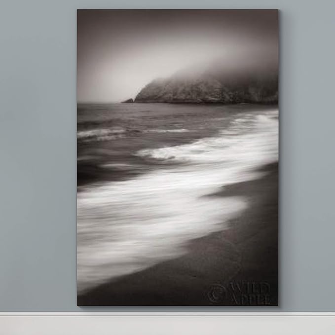 Renditions Gallery Canvas Nature Wall Art Home Paintings & Prints Vintage Blurry Shore Black & White Scenic Modern Decorative Artwork for Bedroom Living Room Office Kitchen - 18"x27" LT06