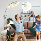 HMVPL Arc Floor Lamp for Living Room, Flower Floor Lamp with 5 G9 LED Bulbs, Foot Switch, Green Floral Standing Lamp with Acrylic Shade, Curved Tall Lamp for Living Room Bedroom Corner Kids Reading
