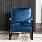 Container Furniture Classic Mid Century Modern Accent Chair with Durable Square Metal Frame, Armchair for Living Room, Bedroom, Home Office in Plush Velvet Upholstery, Blue